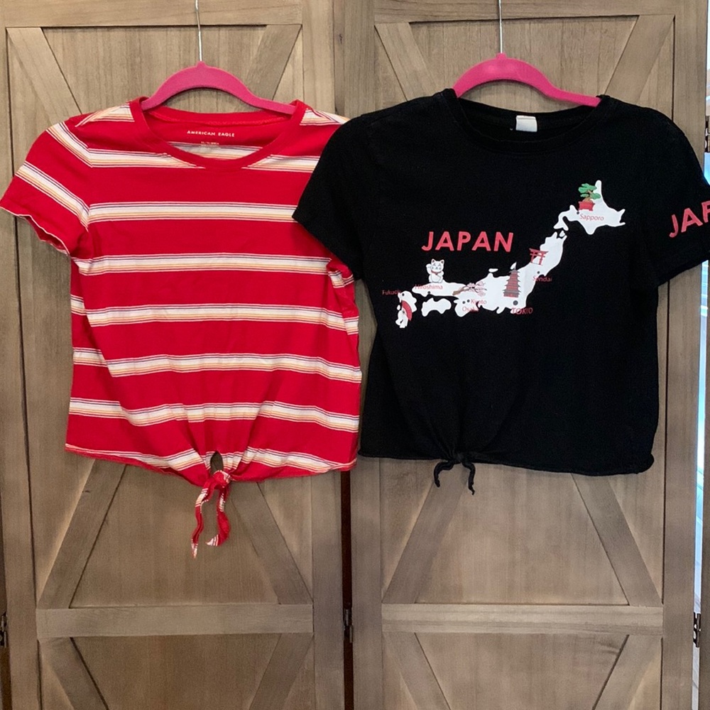XS Tshirts - American Eagle striped and Japan Tie Front